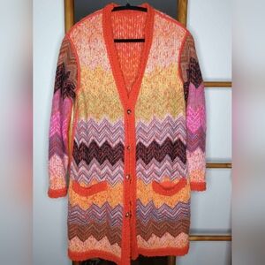 Missoni Alpaca & Lambswool Long Reversible Cardigan Coat Medium